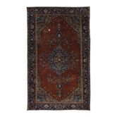 Tapis ancien oriental – rouge brique et bleu 180 cm x 107 cm