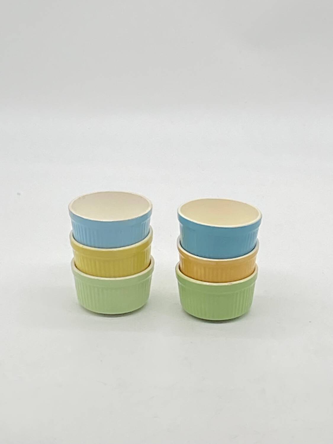 Lot / series of 6 ramekins Digoin France , vintage, pastel,