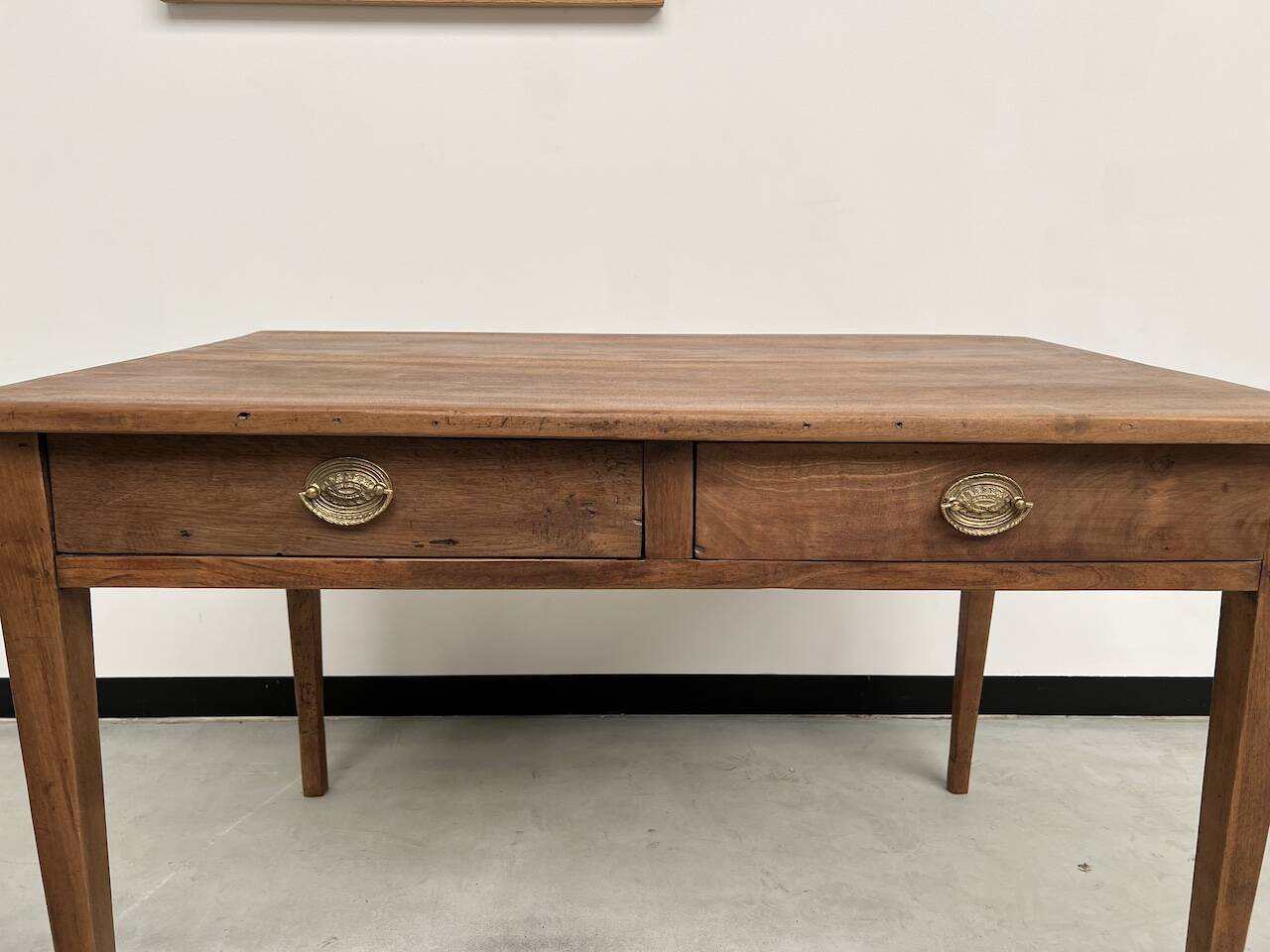 1900 solid walnut desk with two drawers