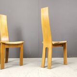 Vintage hich back wicker dining chairs, set of 6 - 1960s
