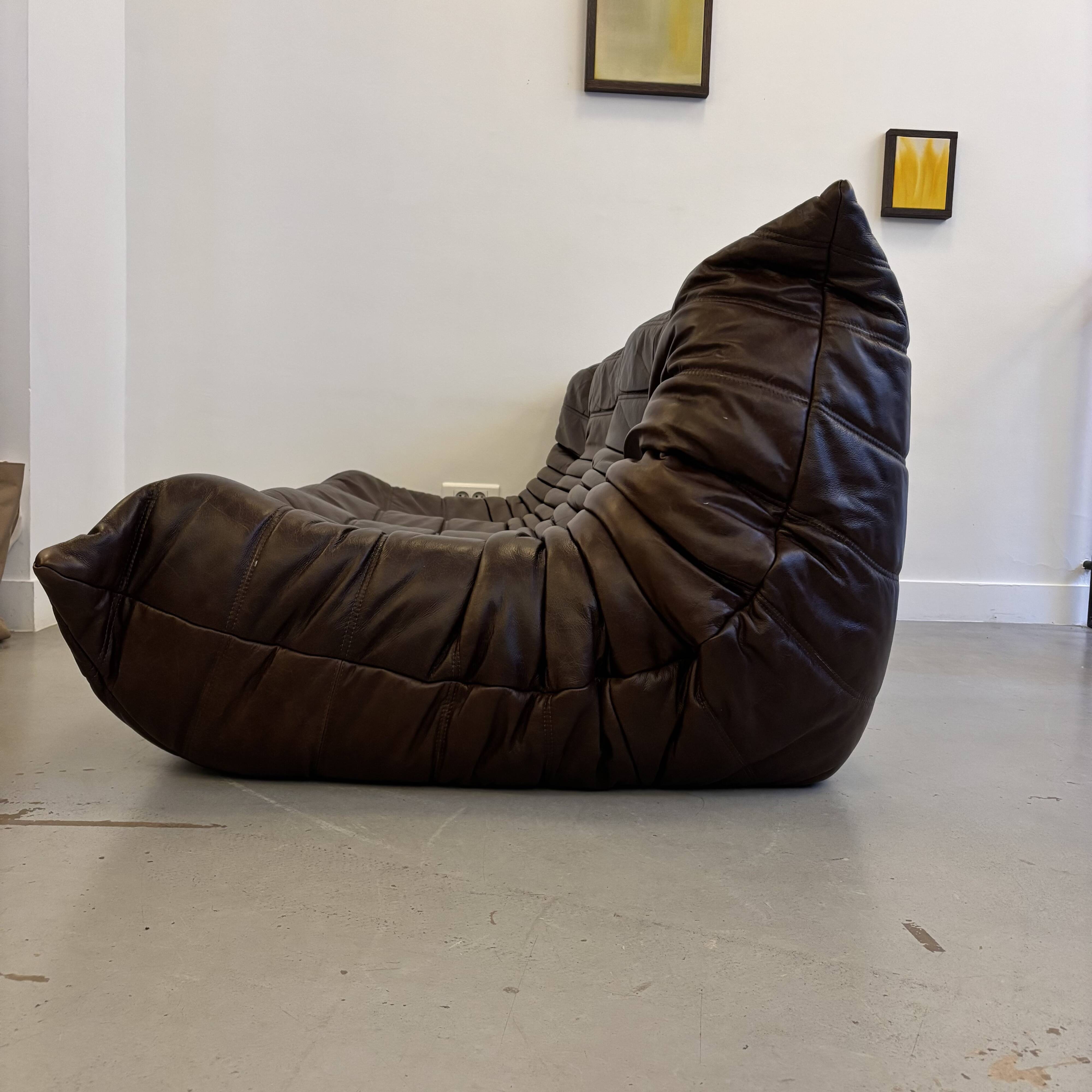 Togo 3-seater leather chair by Michel Ducaroy