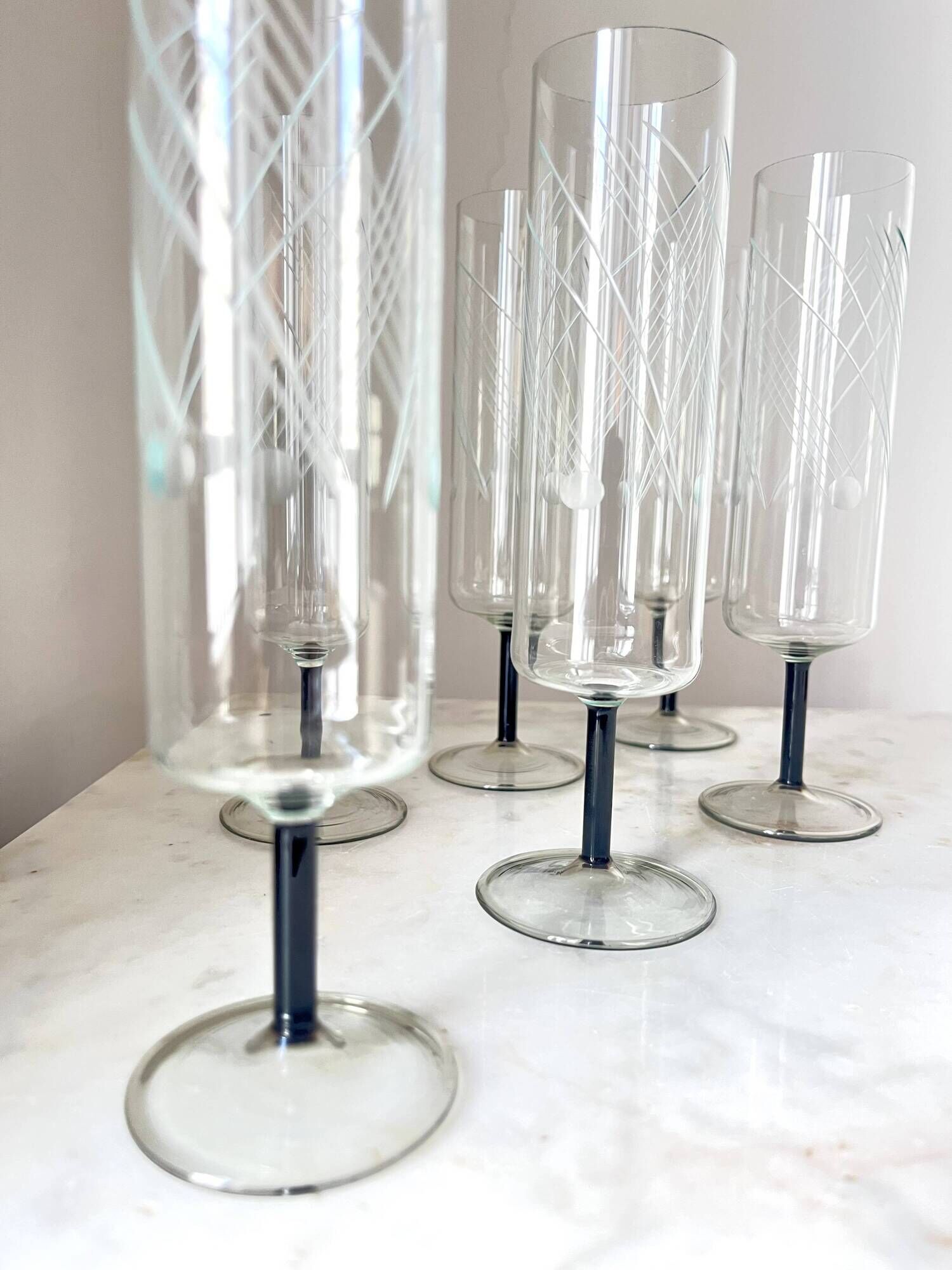 Set of 6 Art Deco Glasses – Vintage Champagne Cocktail Glasses