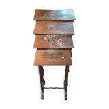 4 tables with painted trays in style XIIIV century H 72,67x36