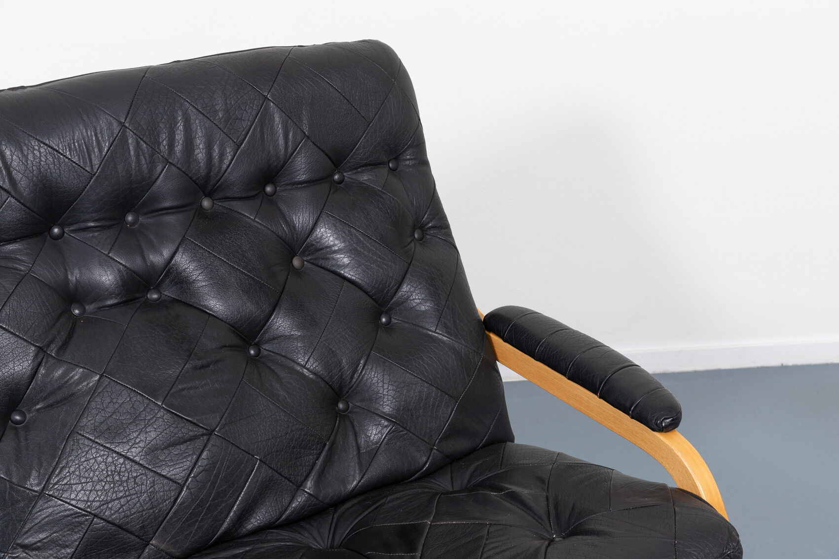 Modern Danish patchwork leather sofa sculptural from the 1970s