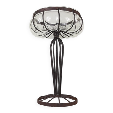 Vase en verre et métal vintage, années 1970