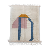 Moroccan Berber kilim carpet ecru with colorful patterns 286x209cm