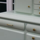 Renovated vintage Mado sideboard – Celadon green & natural cane