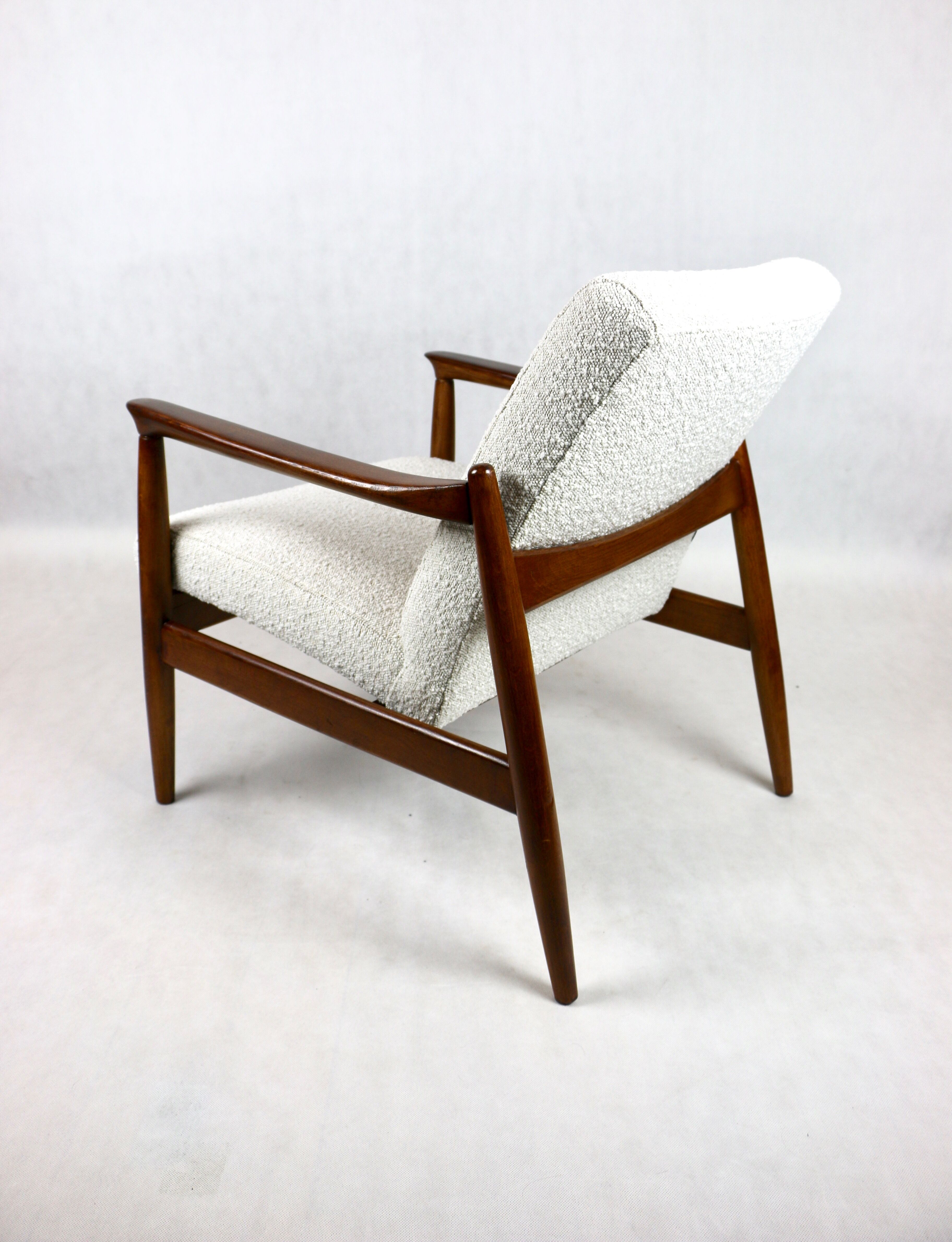 White Boucle GFM-64 armchair by Edmund Homa, 1970s