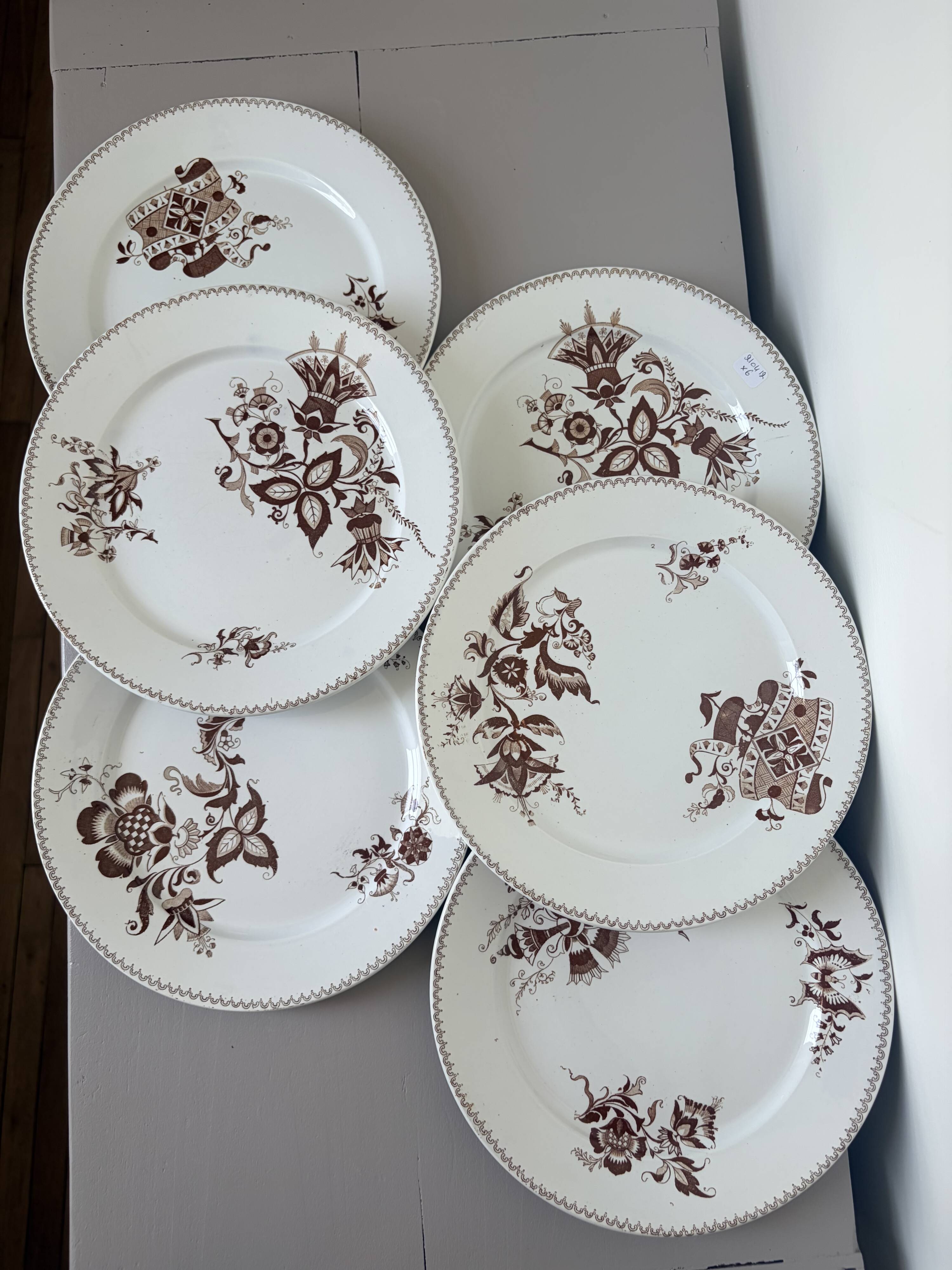 Set of 6 vintage dinner plates from Sarreguemines, Danish model 210412.