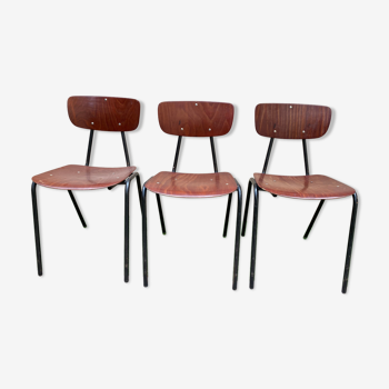 3 dutch style vintage chairs 1950