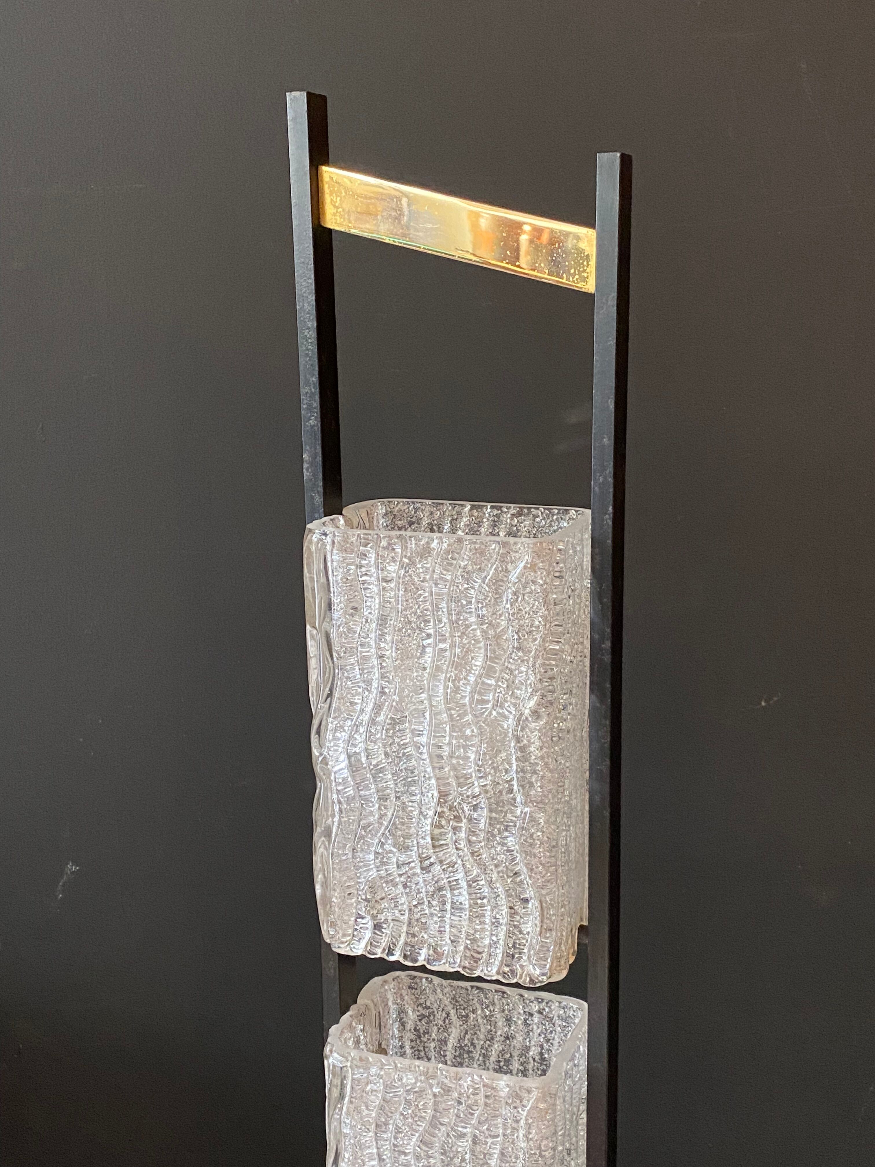 Arlus metal floor lamp and 4 glass lampshades - 1950