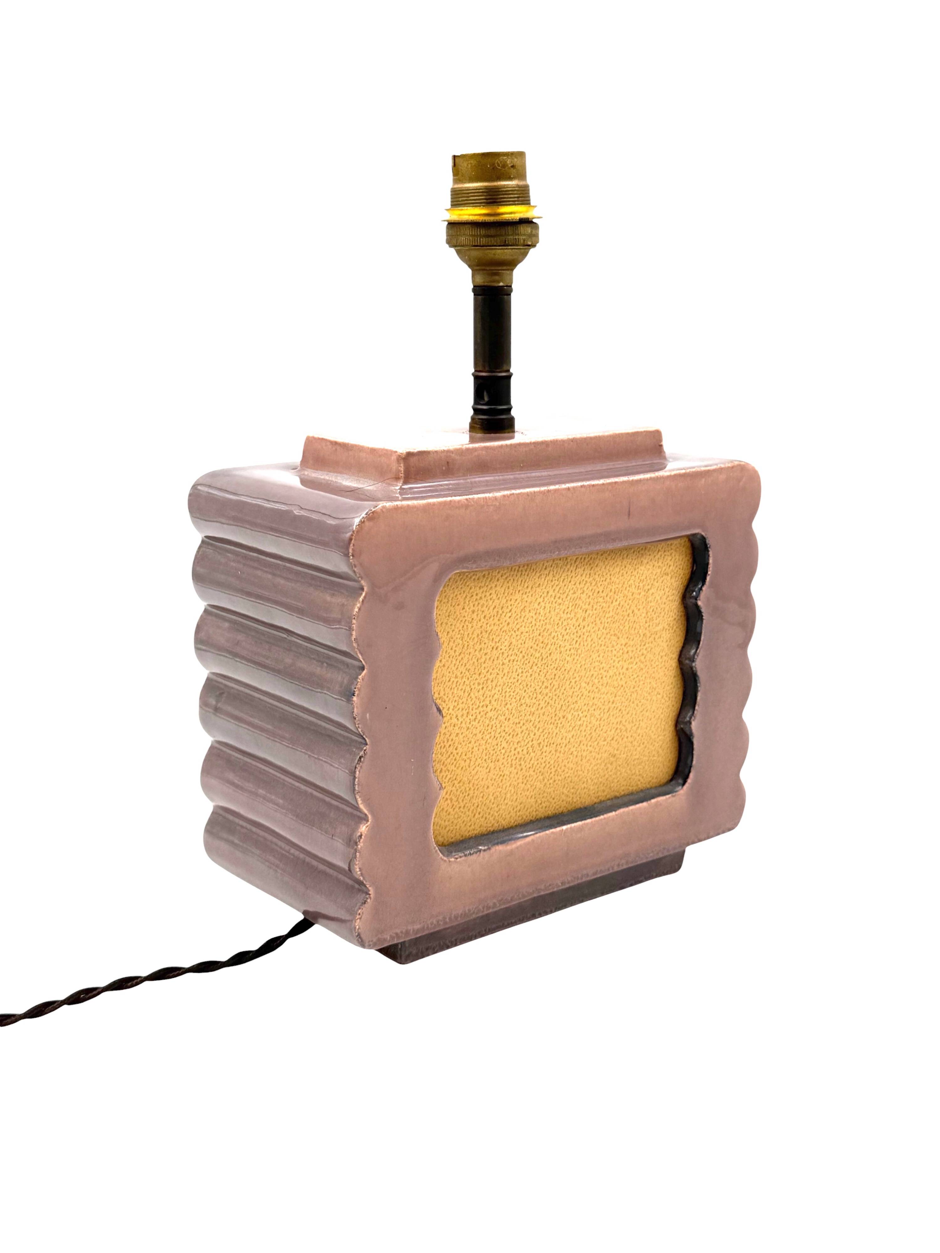 Art deco ceramic table lamp, Andre Fau Boulogne France circa 1940s