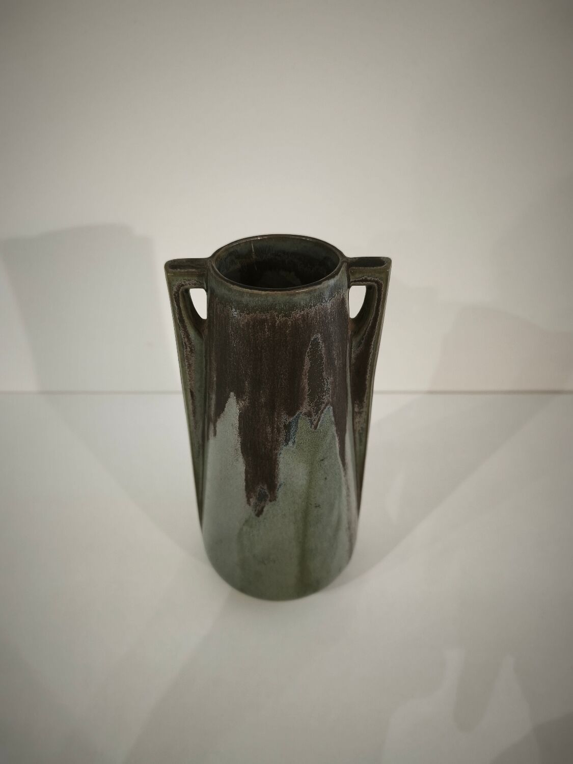 Vase denbac no. 144 art deco – flamed stoneware with handles – engraved signature
