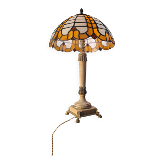 Empire lamp in bronze and marble, large size 70x43, 6kg, and a superb lampshade.