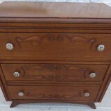 Art Deco chest of drawers with 3 drawers, brass flower handle, solid wood - Very beautiful