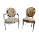 Chair and armchair medallion, Louis XVI style, circa 1950