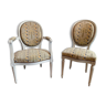 Chaise et fauteuil médaillon, style louis xvi, vers 1950