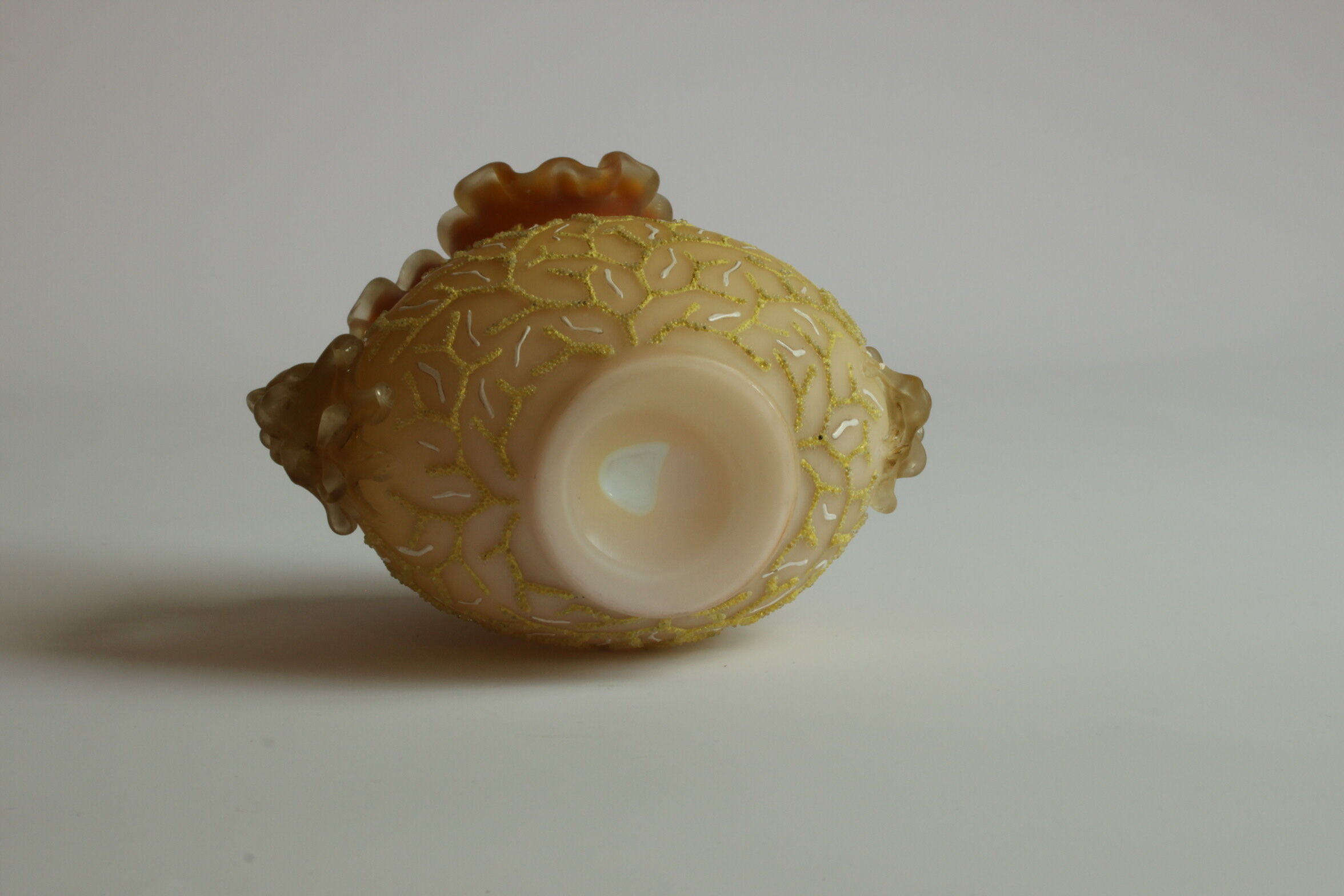 Victorian glass peach sunrise coralene vase, late 19th century.