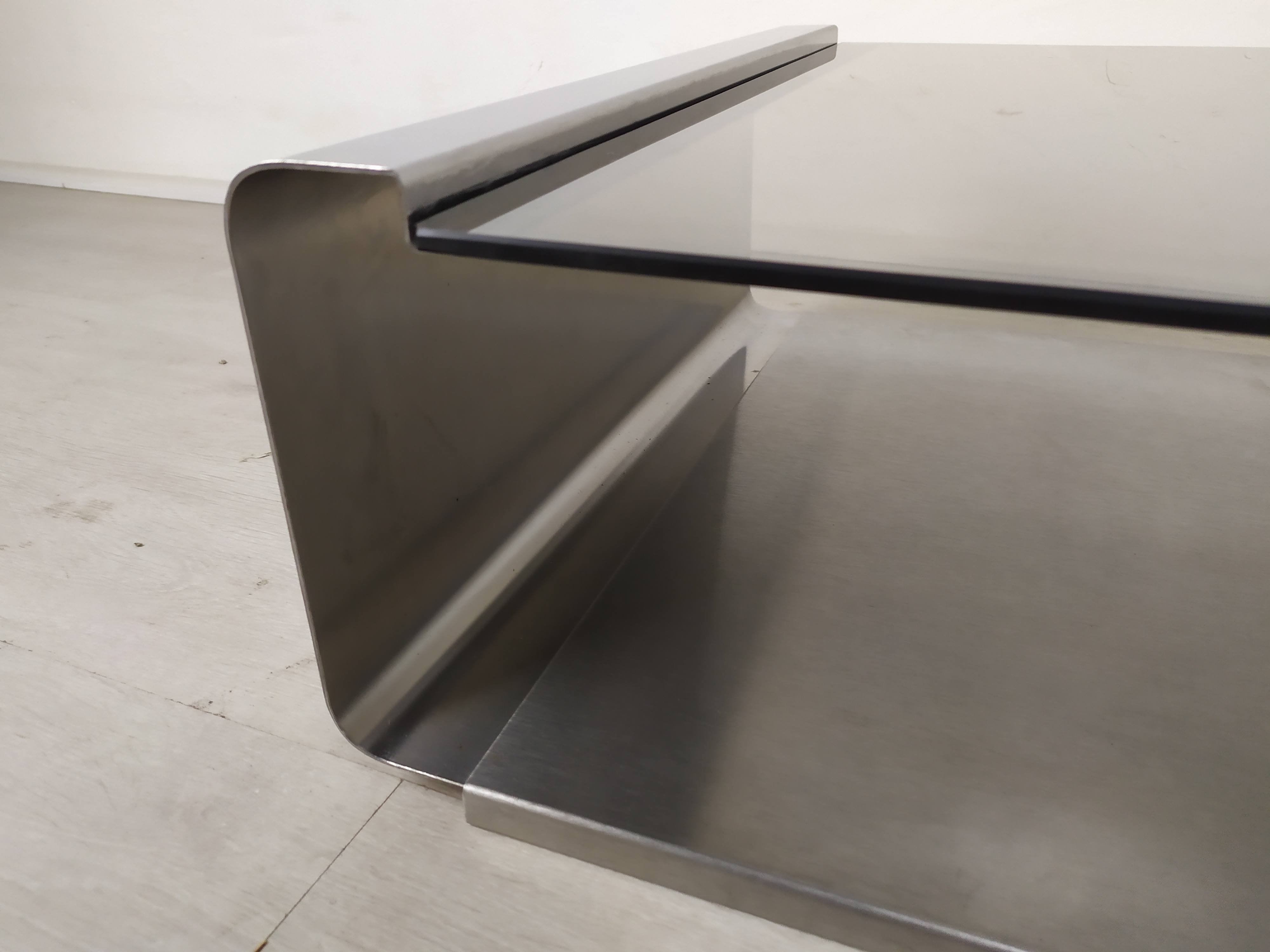 Stainless steel coffee table design Roche Bobois