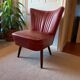 Vintage dark red one-seater cocktail armchair / chair