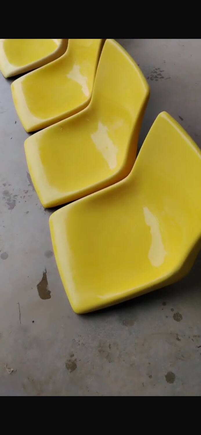 Waiting bench, vintage yellow banquette
