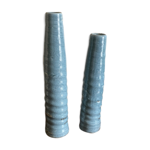 Duo de vases acier et grès