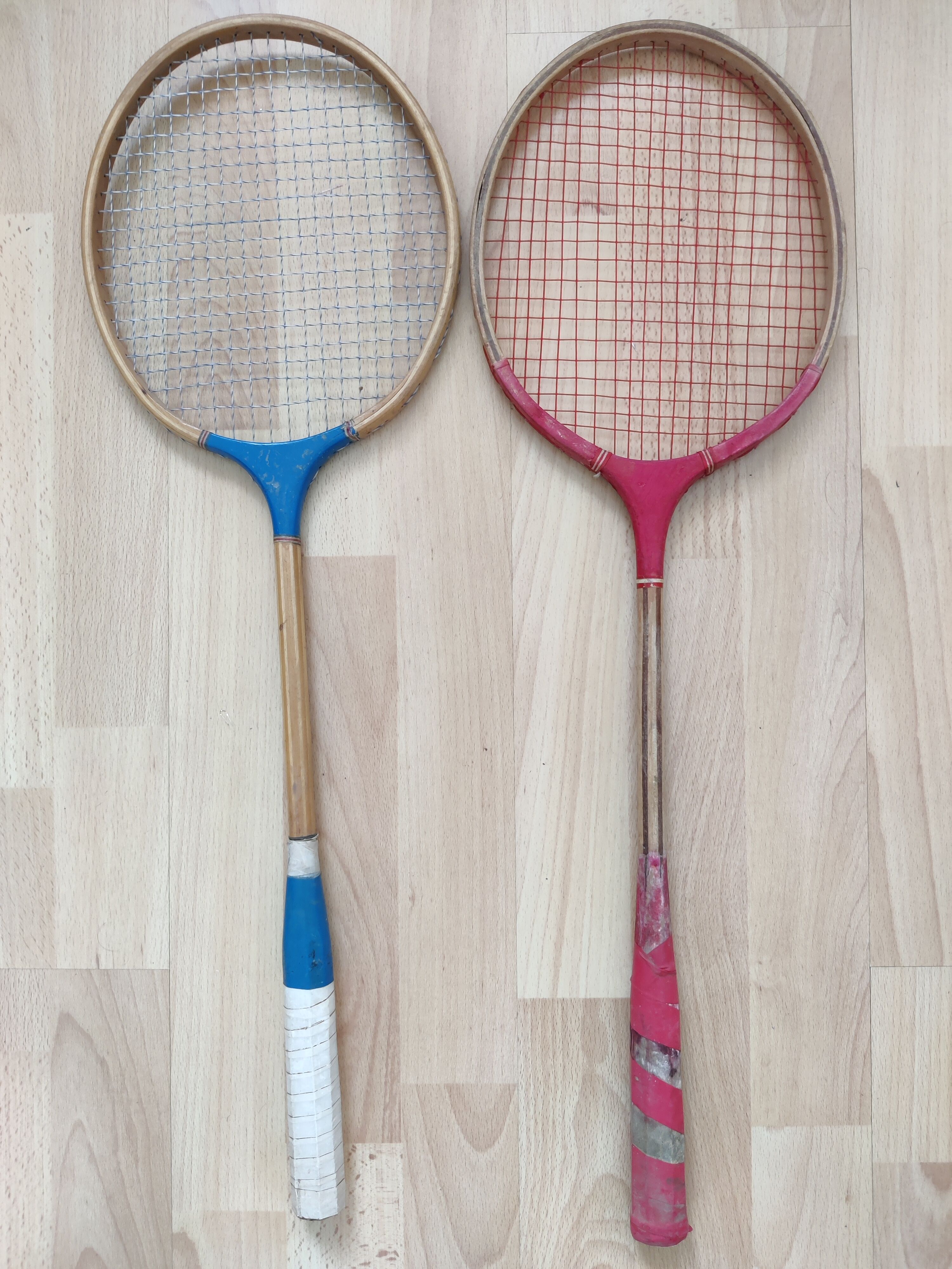 Vintage Antique Wooden Badminton Rackets