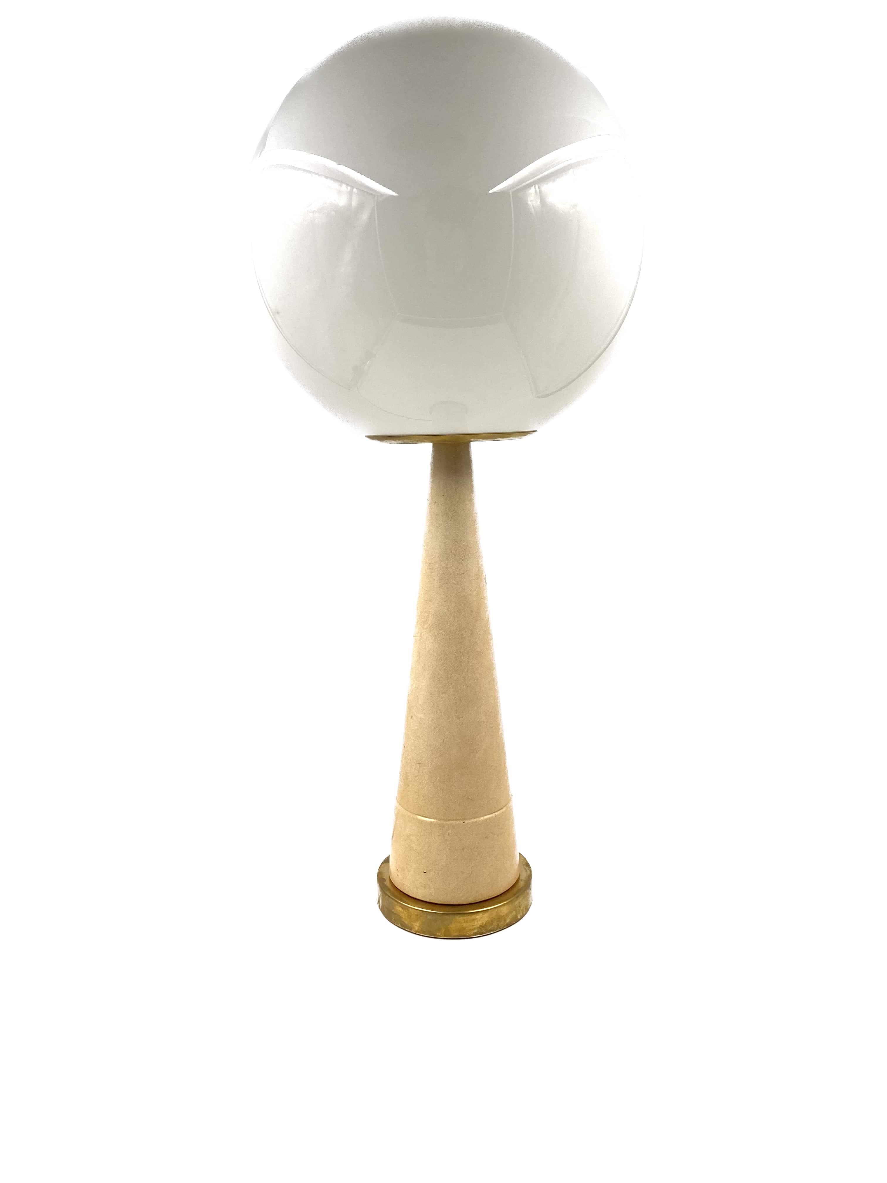Conic parchment and brass table lamp, France 1960