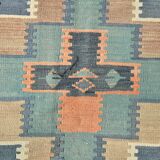 6x10 Peach & Navy Blue Turkish Kilim Rug, 168x296Cm