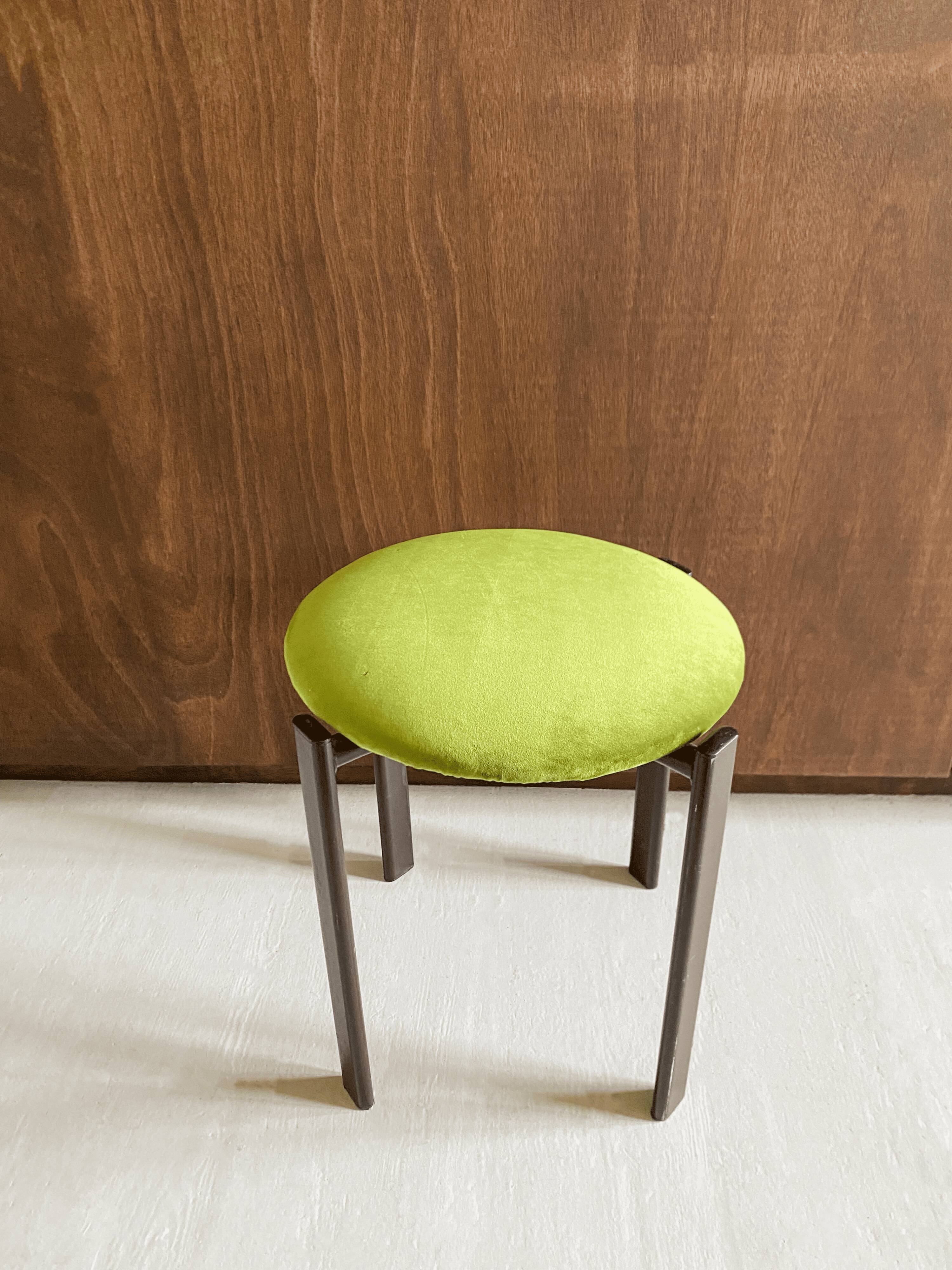 Vintage stool with velvet seat