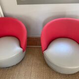 2 leather armchairs "you and me" turning