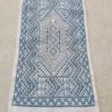 Traditional handmade white and blue margoum rug