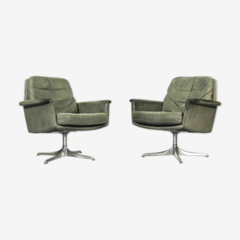 Ensemble de 2 fauteuils pivotants Sedia par Horst Brüning pour Cor, années 1960 – Cuir gris