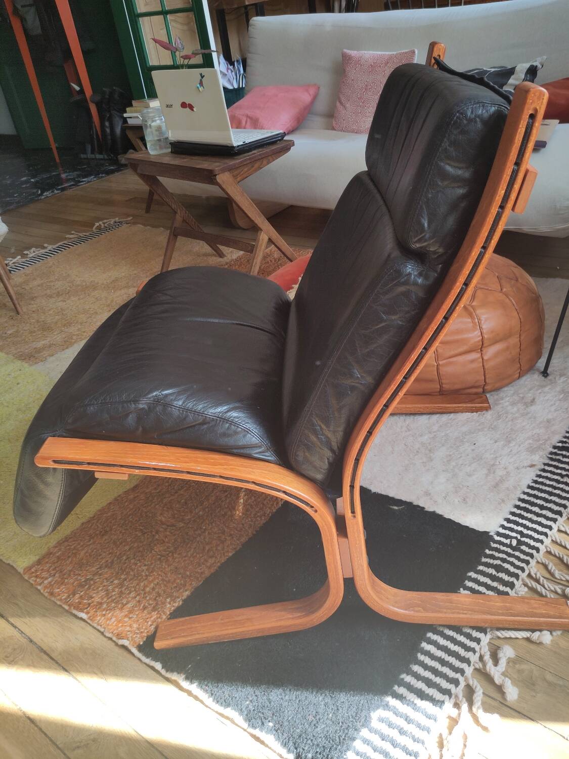 Pair of black leather armchairs Ekornes Ingmar Relling Norway 1960