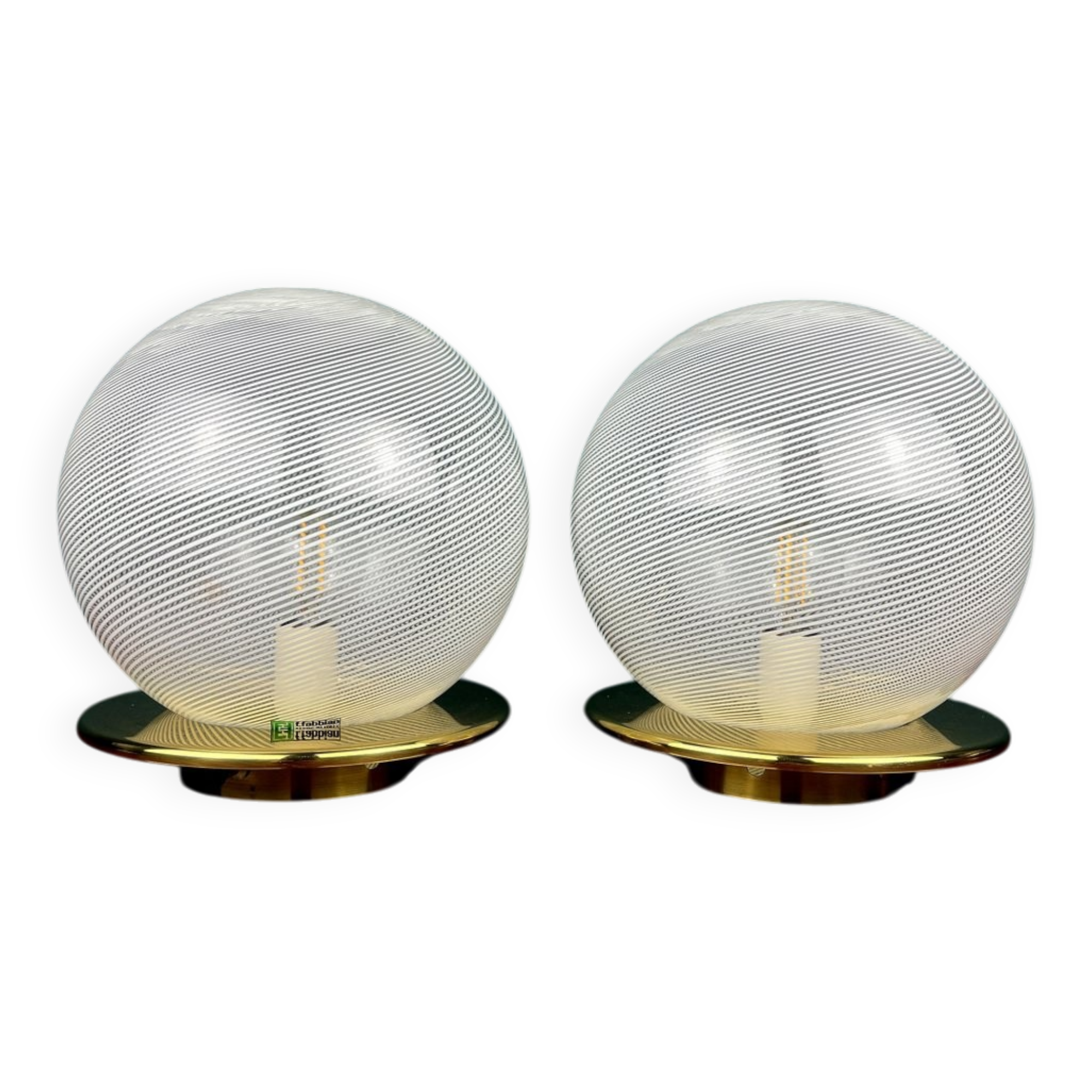 Swirl table lamps in Murano glass by F. Fabbian, Italy, 1970s, set of 2