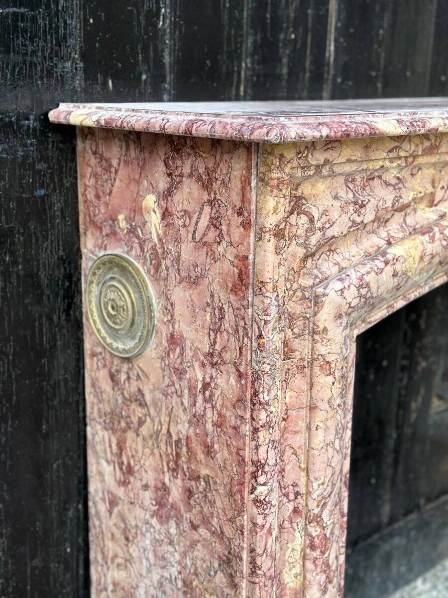 Louis XIV Style Fireplace In Purplish Brocatelle Marble Circa 1880