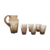 Orangeade or lemonade service Pitcher + 6 Art Deco glasses