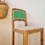 Renovated antique chair – carved wood and green backrest