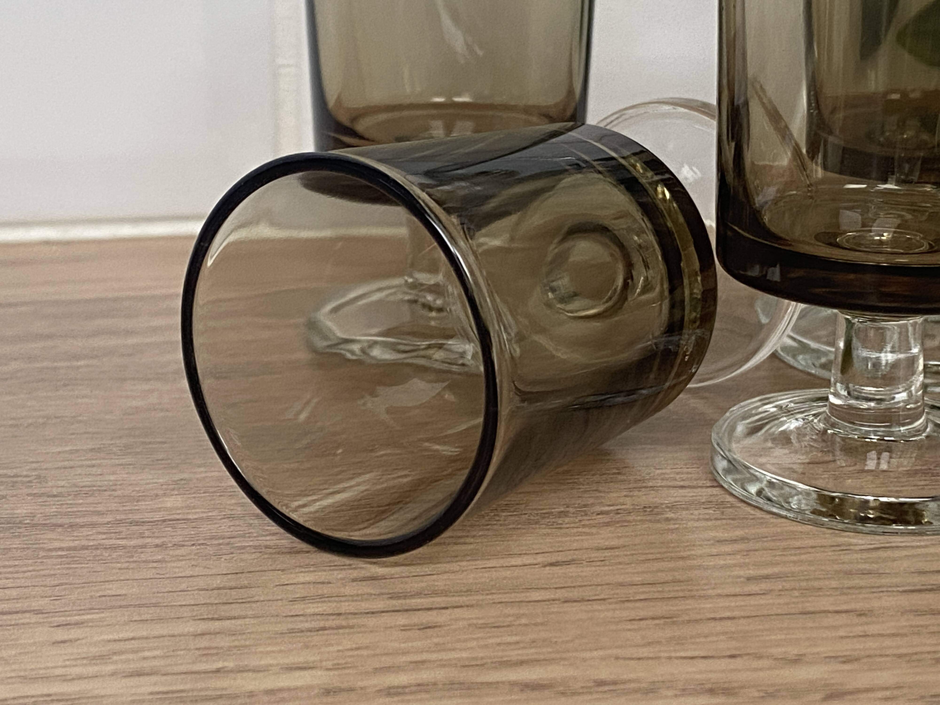 Set of 5 Luminarc Sweden smoked liqueur glasses
