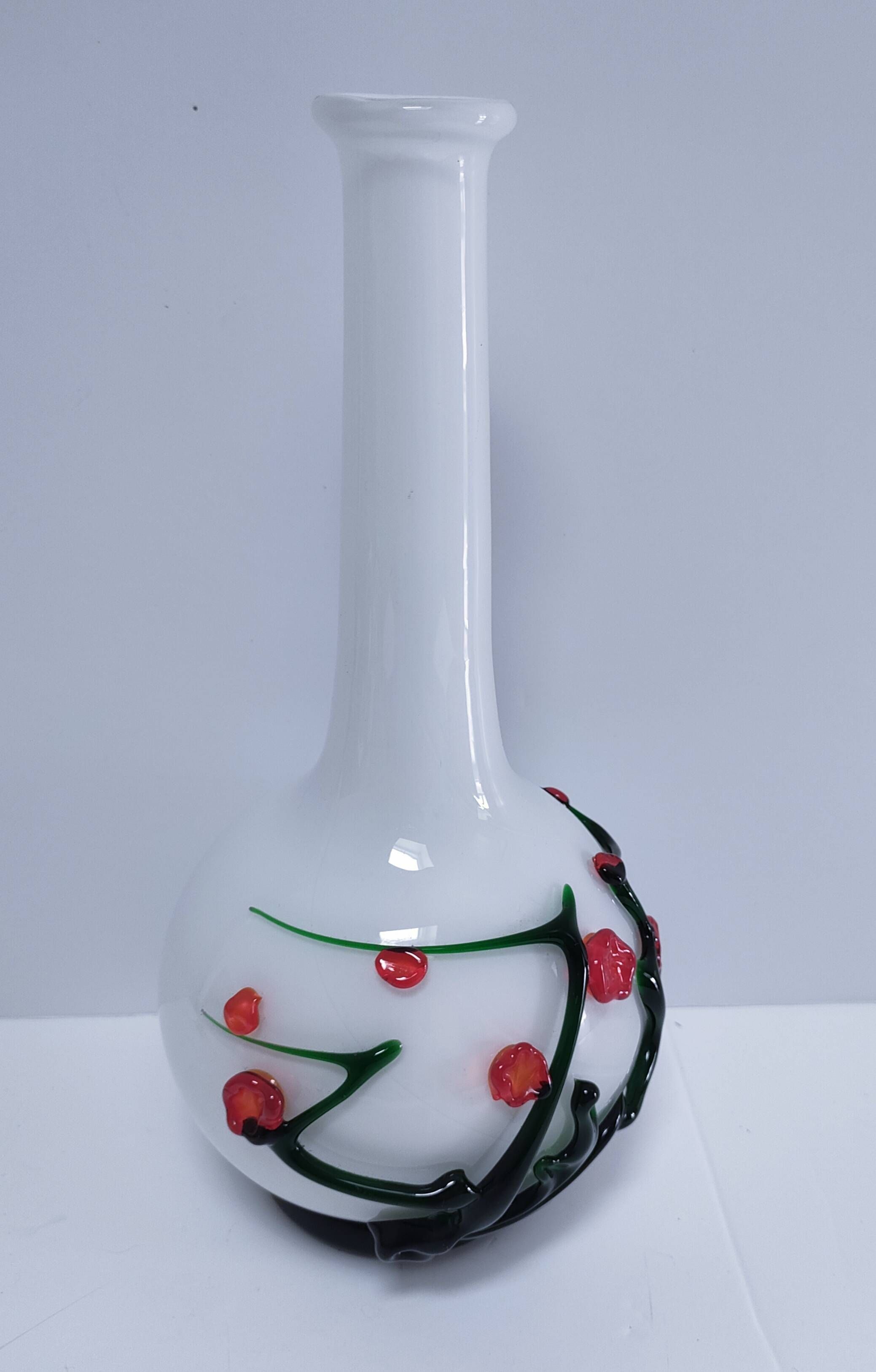 vase glass paste floral decoration Japonese style vintage