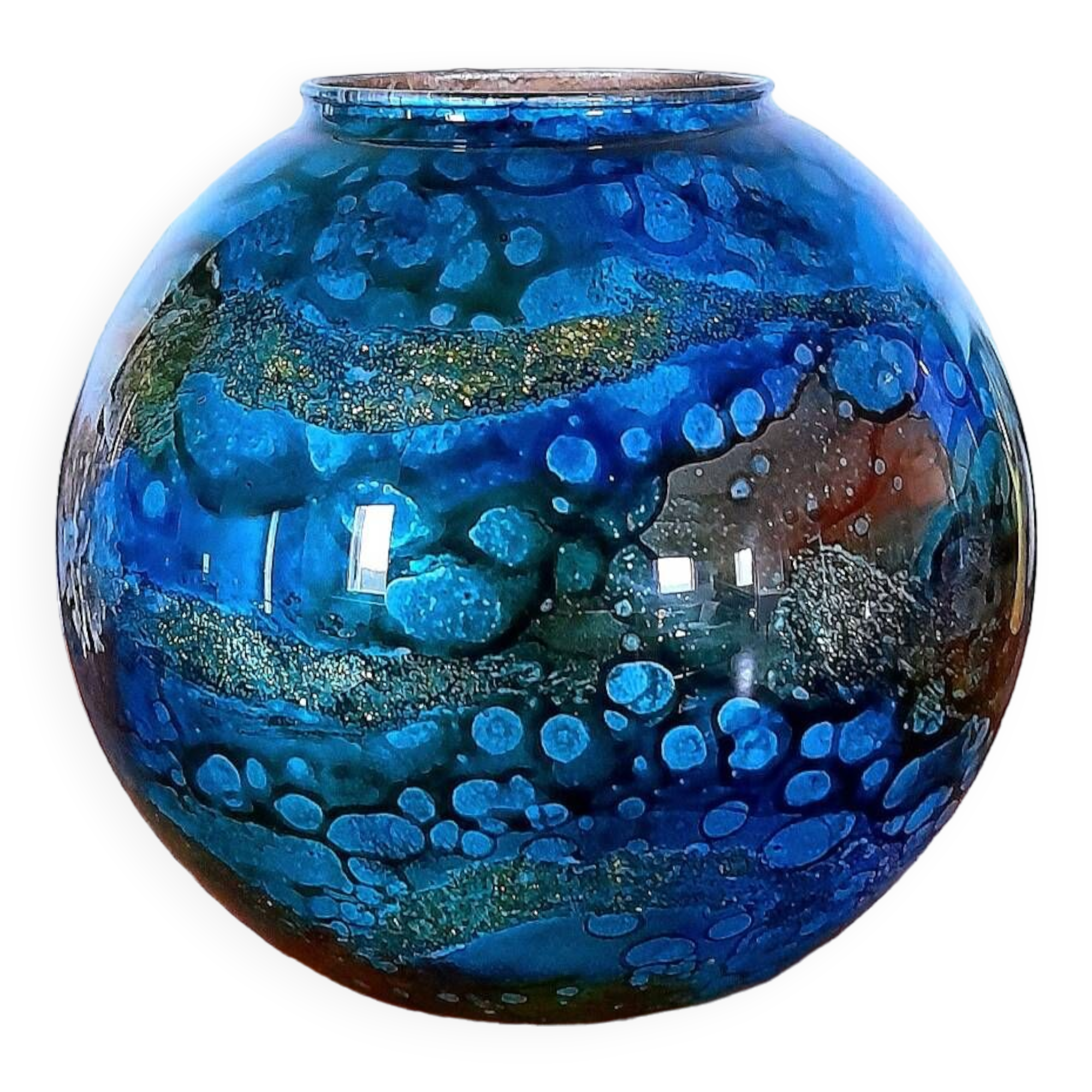 Lacquer vase on glass Jean Noël Bouillet 70s
