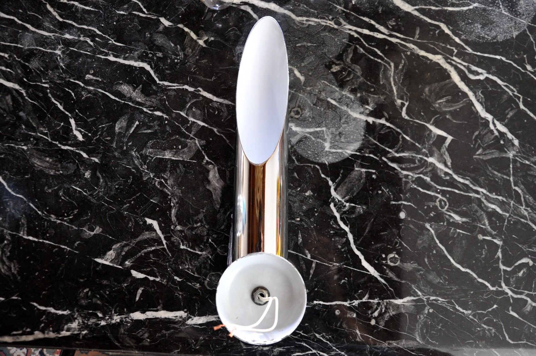 Space age tubular wall lamp, chromed metal, italy, 1970