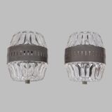 Pair of vintage 1960s wall lamps in metal and crystal, Italian design