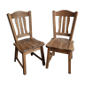 Lot de deux chaises en chêne massif style fermhouse