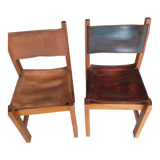 Lot de 6 chaises regain cuir et orme