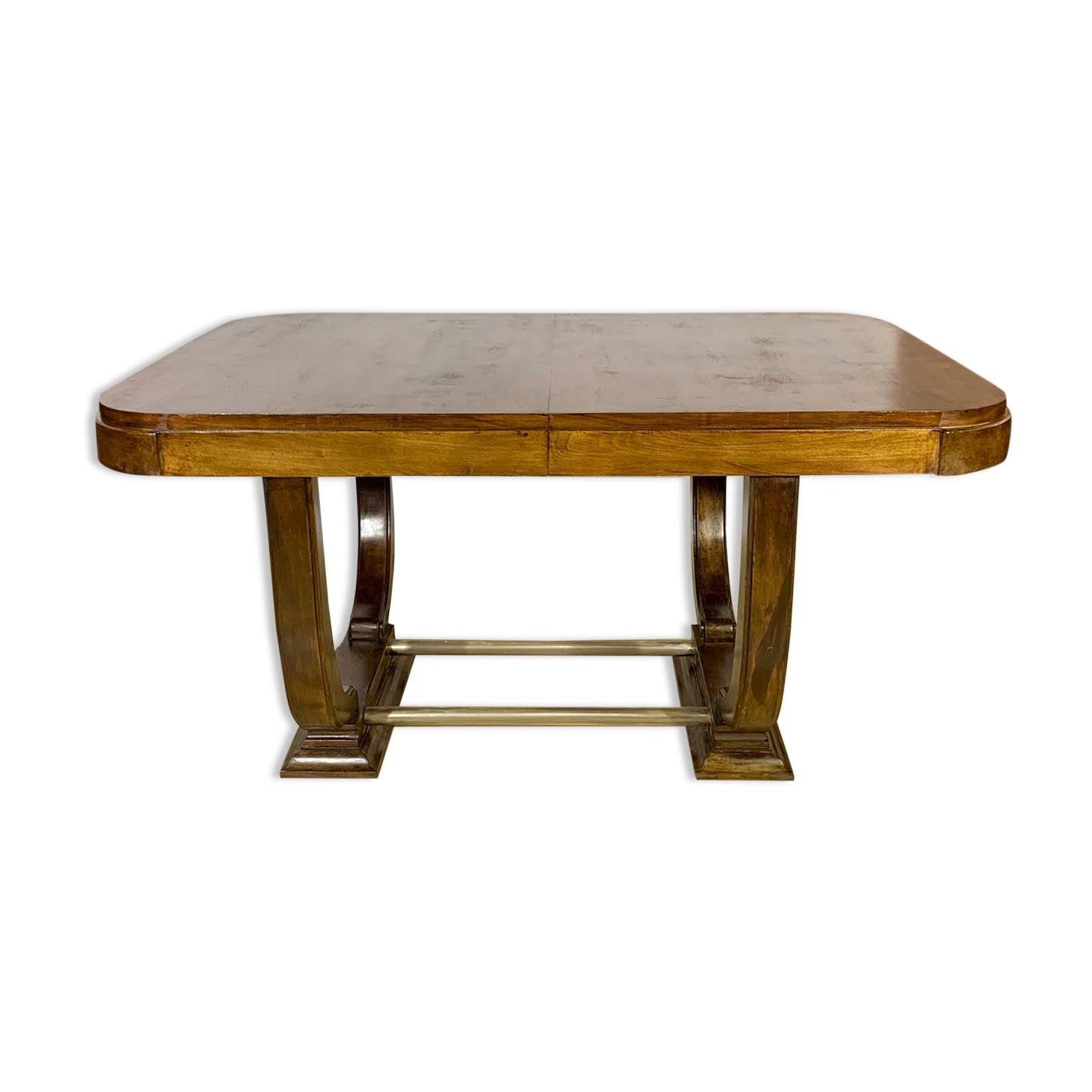 Dining room table Art Deco period in Walnut, base Lyre