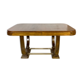 Dining room table Art Deco period in Walnut, base Lyre