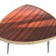 Old low tripods feet + tray wood & rattan table braided vintage