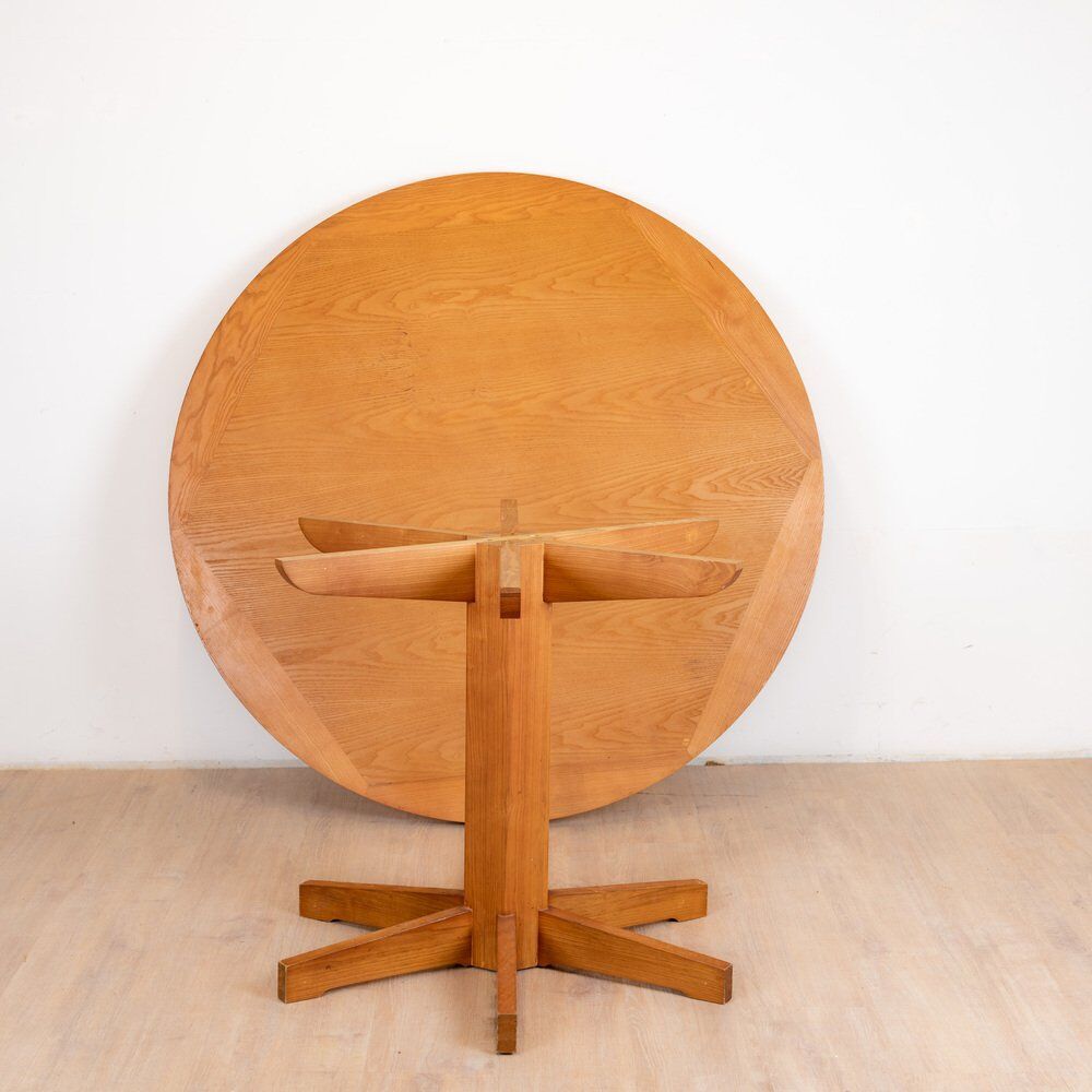 Round pine dining table, 1983