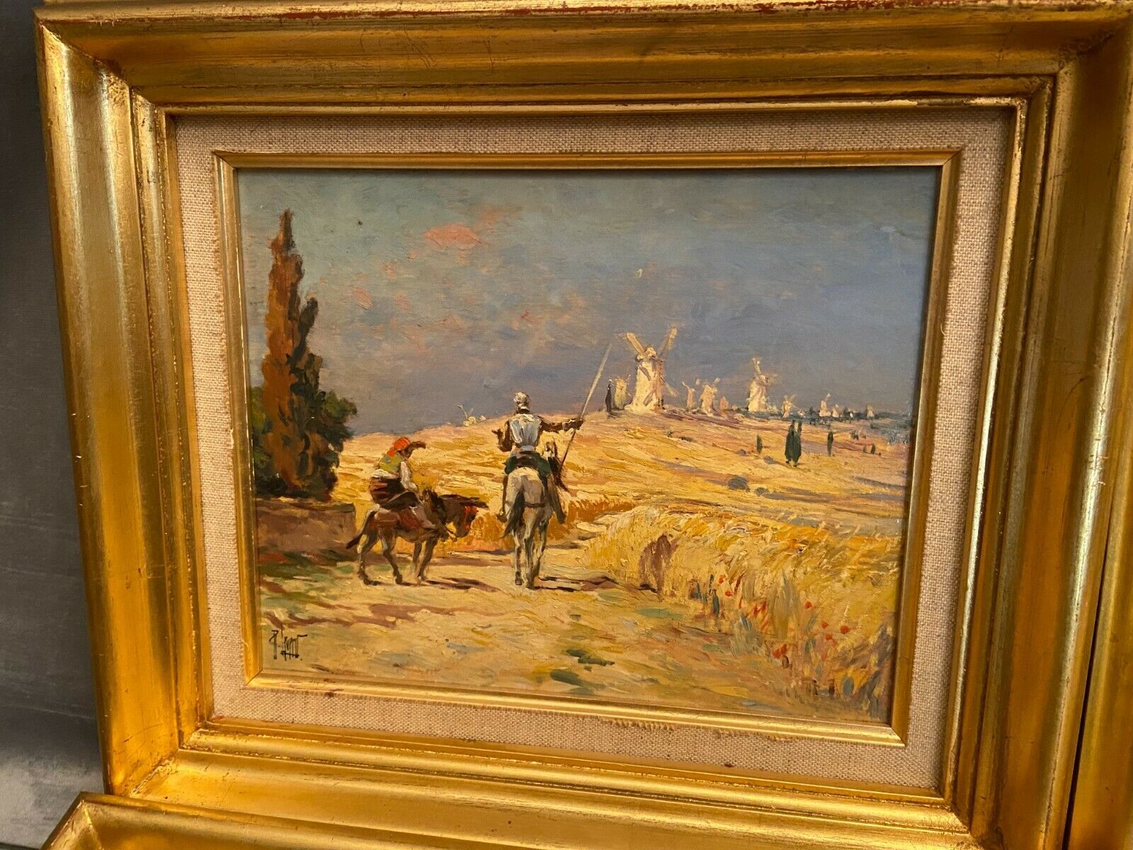 Suite of 4 paintings signed René Leverd 1872-1938 Don Quixote